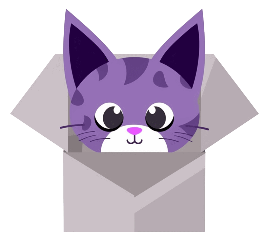A cat inside a gray box