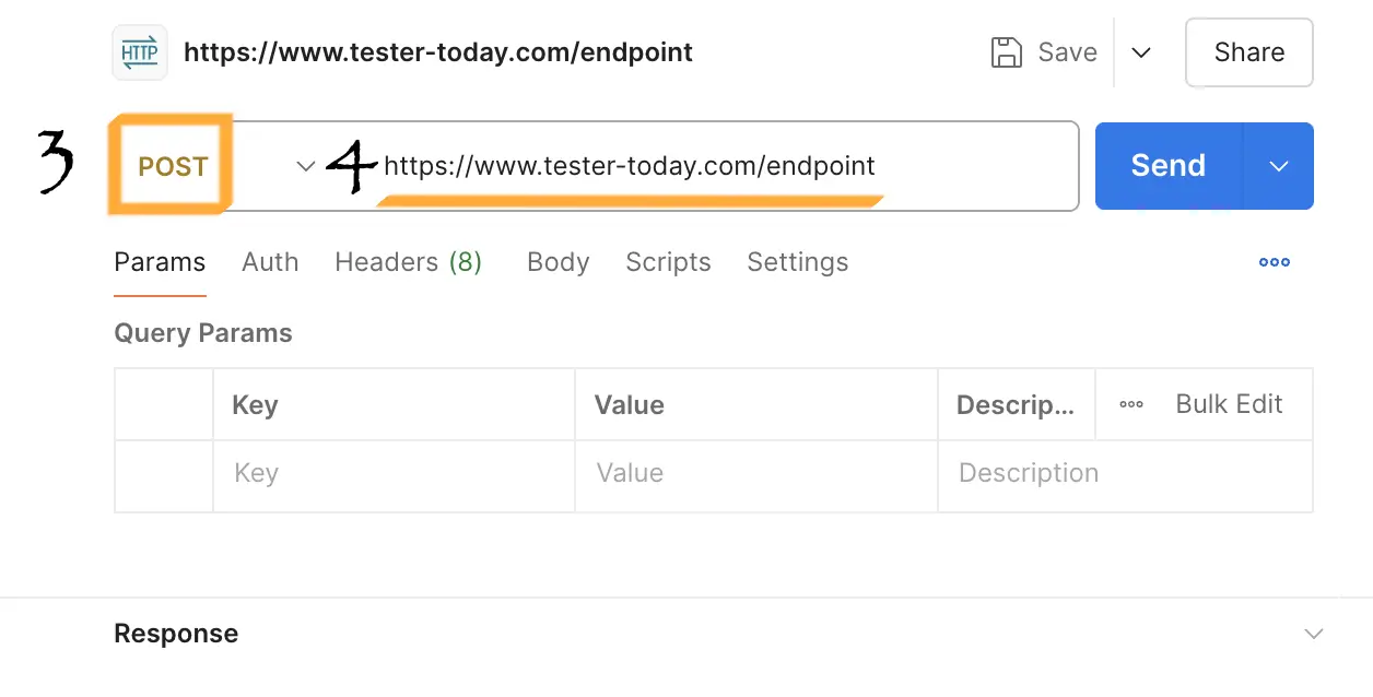 Postman http request method and url