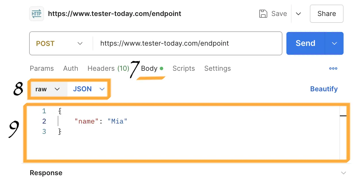 Postman http request with json body