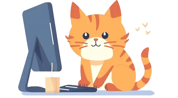 A cat at the computer responsive image